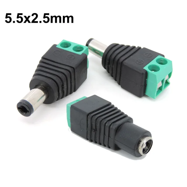 5szt DC Power Męska wtyczka żeńska 5V 12V 2.5 x 5.5 5.5 * 2.5mm Jack Adapter terminal Złącze Wtyczka do CCTV jednokolorowe LED Light t