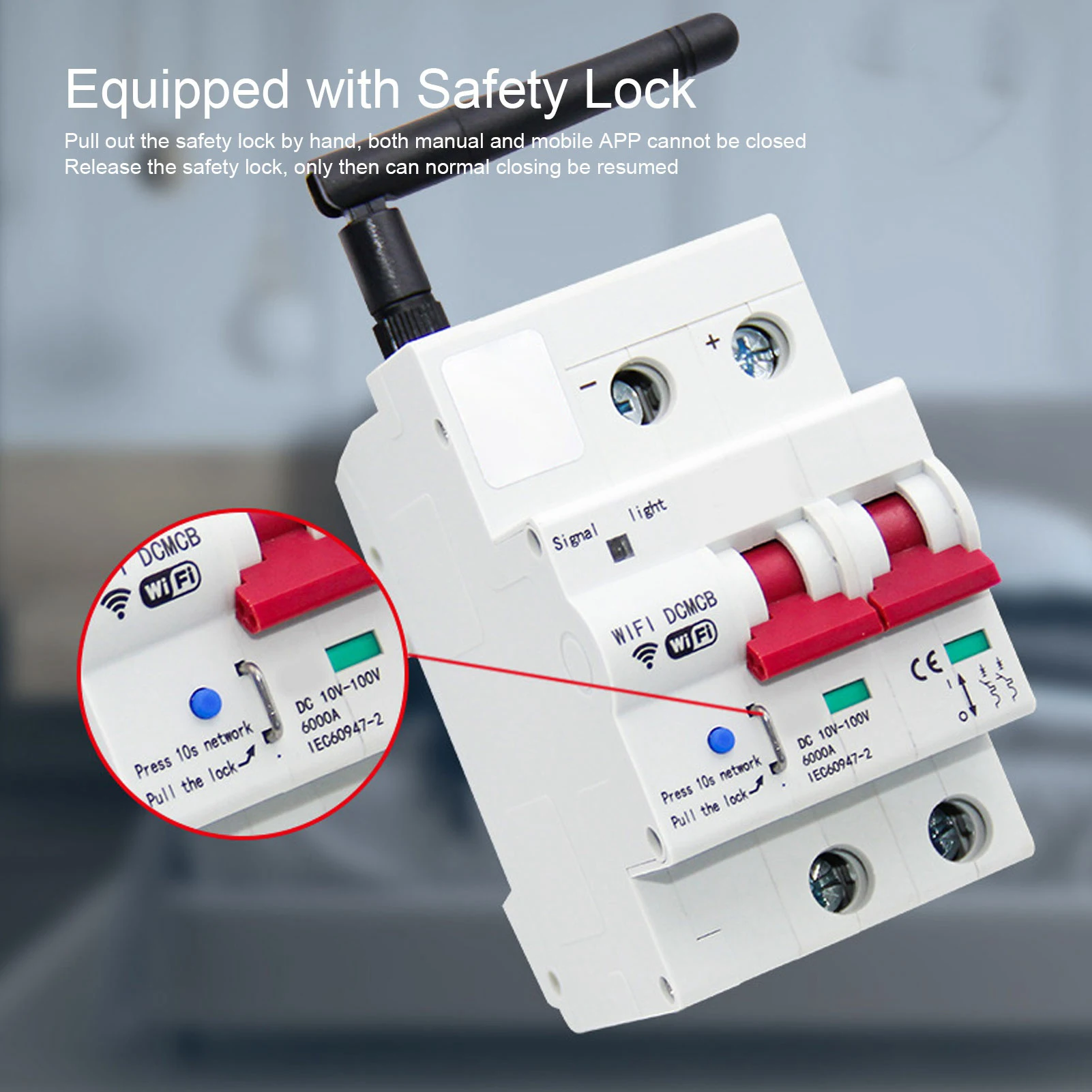 

DC10 to 100V Smart Circuit Breaker 2P 100A APP Remote Control WiFi Circuit Breaker with Safety Lock