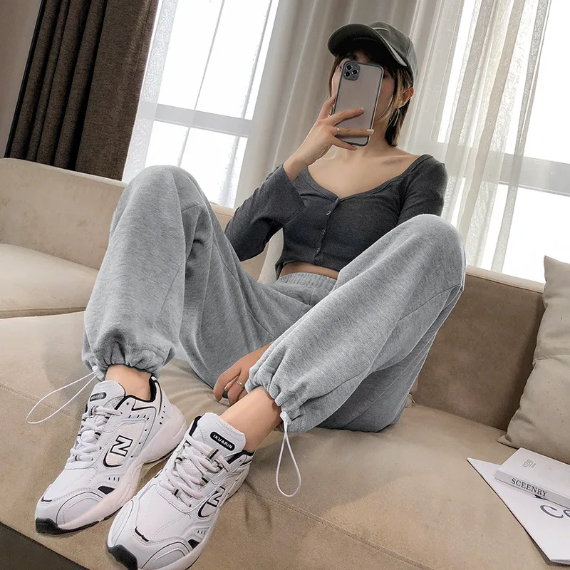 

Sports Pants Women's Summer Thin High Waist Sagging Wide Leg Pants Casual Straight Drawstring Floor Dragging Extended Guard Pant