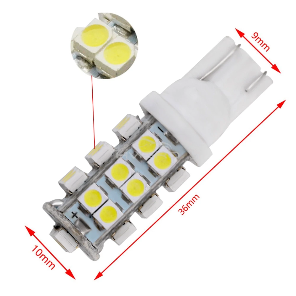 1/2/10X bombillas Led para coche linterna trasera lámpara estroboscópica T10 3528 25smd blanco rojo azul 194 168 DC 12V bombilla de luces interiores antiniebla impermeable