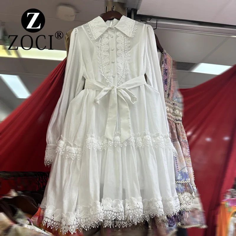 

[ZOCI] lines Australian court French dress new high-end socialite temperament white cake long dress A2#8059