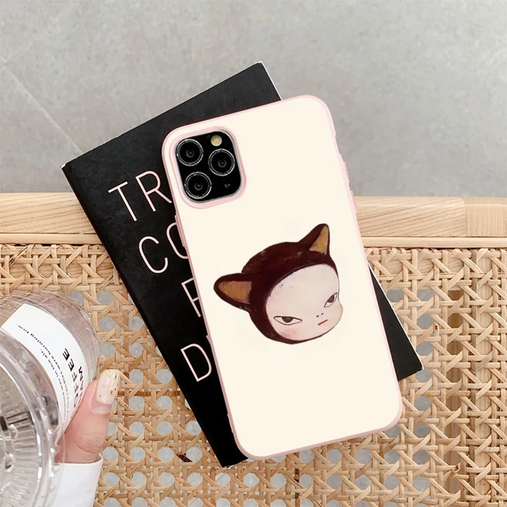 N-Nara Y-Yoshitomo Phone Case for iPhone 14 11 12 13 Mini Pro Xs Max 8 7 6 6S Plus X XR Solid Candy Color Case