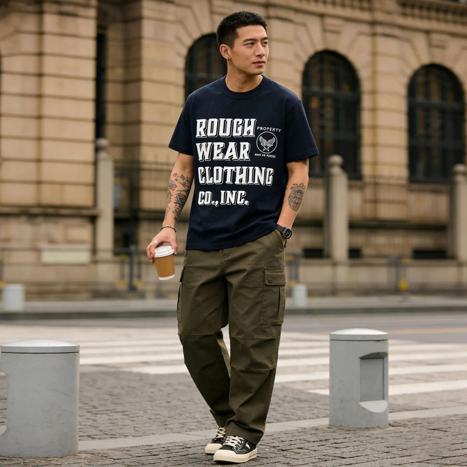 OKONKWO_ARMY_AIR_FORCES Air Force Military TEE Heavy 230g Thick Round Neck T-shirt