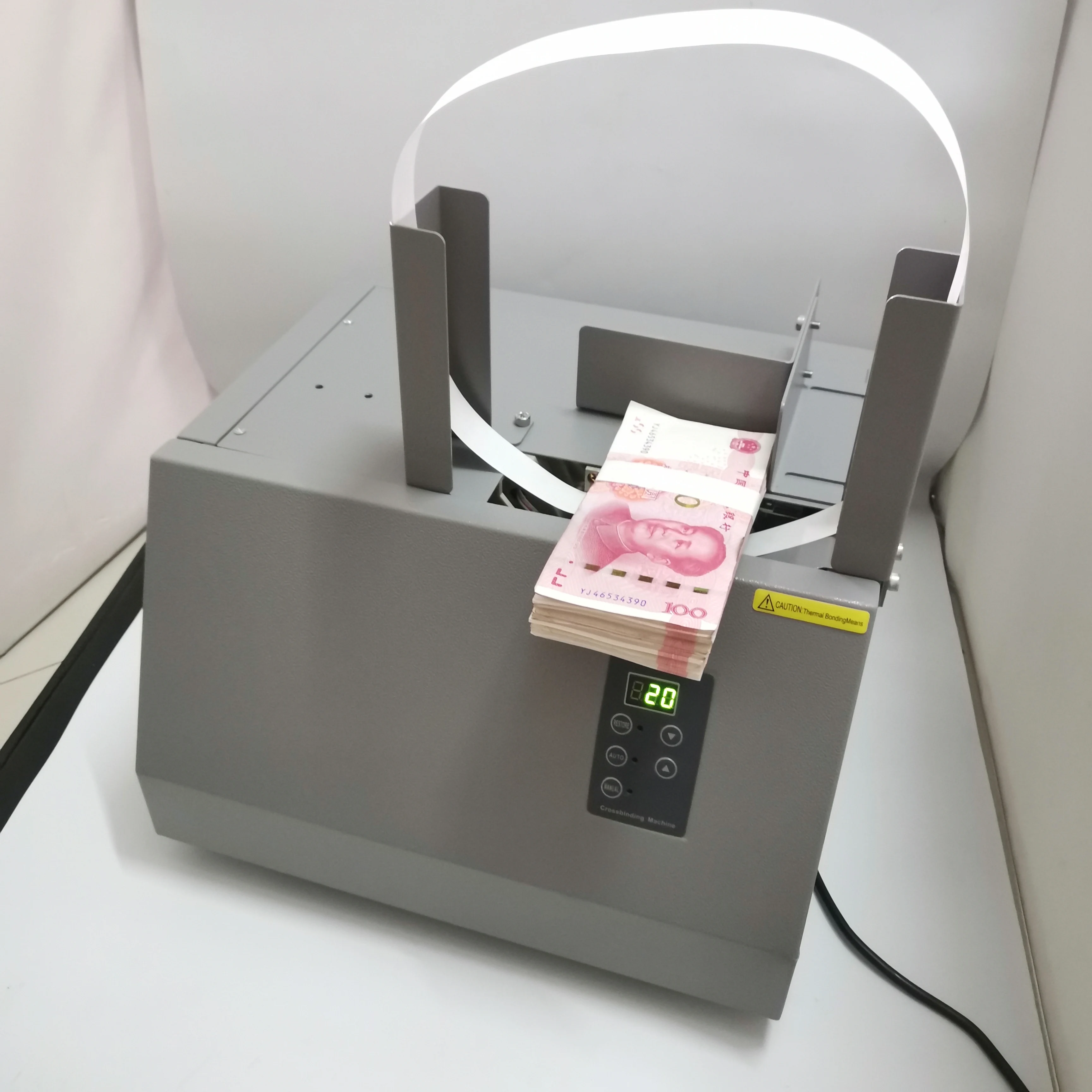 Banknote Strapping Machine, Automatic Paper Currency Bundle Binder for Bills, Notes and Invoices, 110V/220V