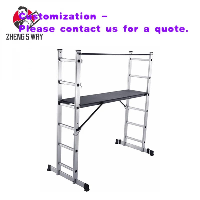 custom.Modern Portable Aluminum Ladder Scaffolding High Strength Foldable Multipurpose 150kg Load Capacity