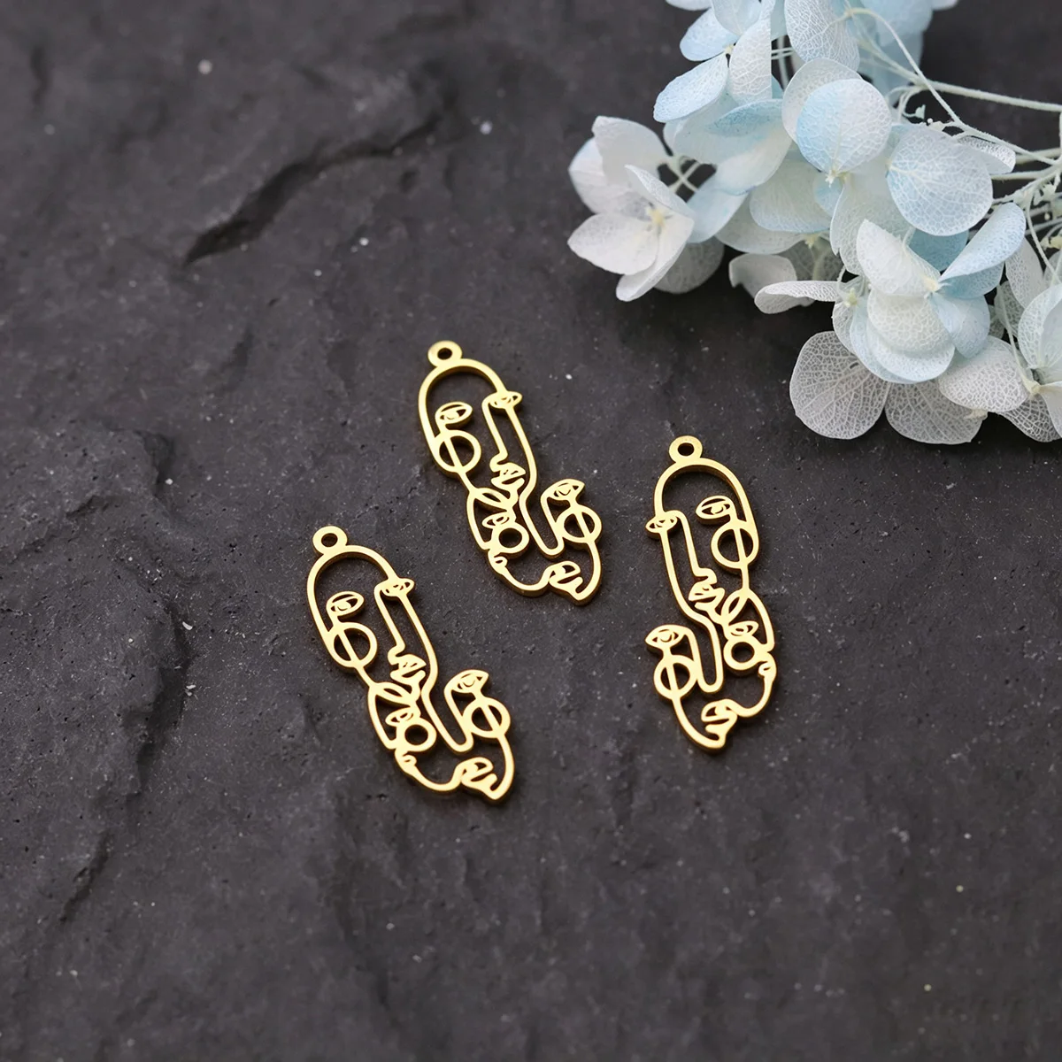 3pcs Abstract Double Face DIY Charms Stainless Steel Pendant Art Portrait Jewelry Making Accessories for Earrings Necklaces