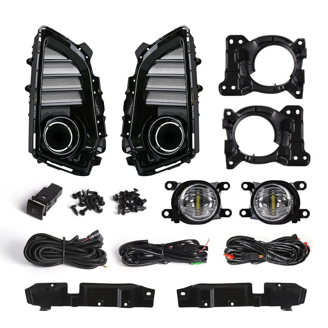 new DLAA Led Fog Lamp DRL，Toyota Yaris Ativ Vios 2022 2023 Daytime Running Lights Front Bumper Headlight Cover Wire Harness 12V