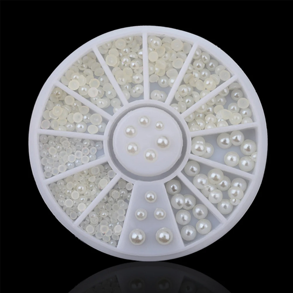 

200Pcs Flat Back Pearls Mixed Sizes Resin Nail Art Decoration Jewelry Buttons Hairpins Accessories Case Flat Back Pearls