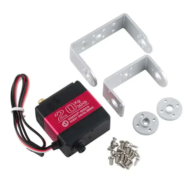 RCmall 4 Sets 20KG RDS3218 Dual Shaft Digital Servo with U Mouting Bracket 180 / 270 Degree RC Servo IP66 High Torque Full Metal