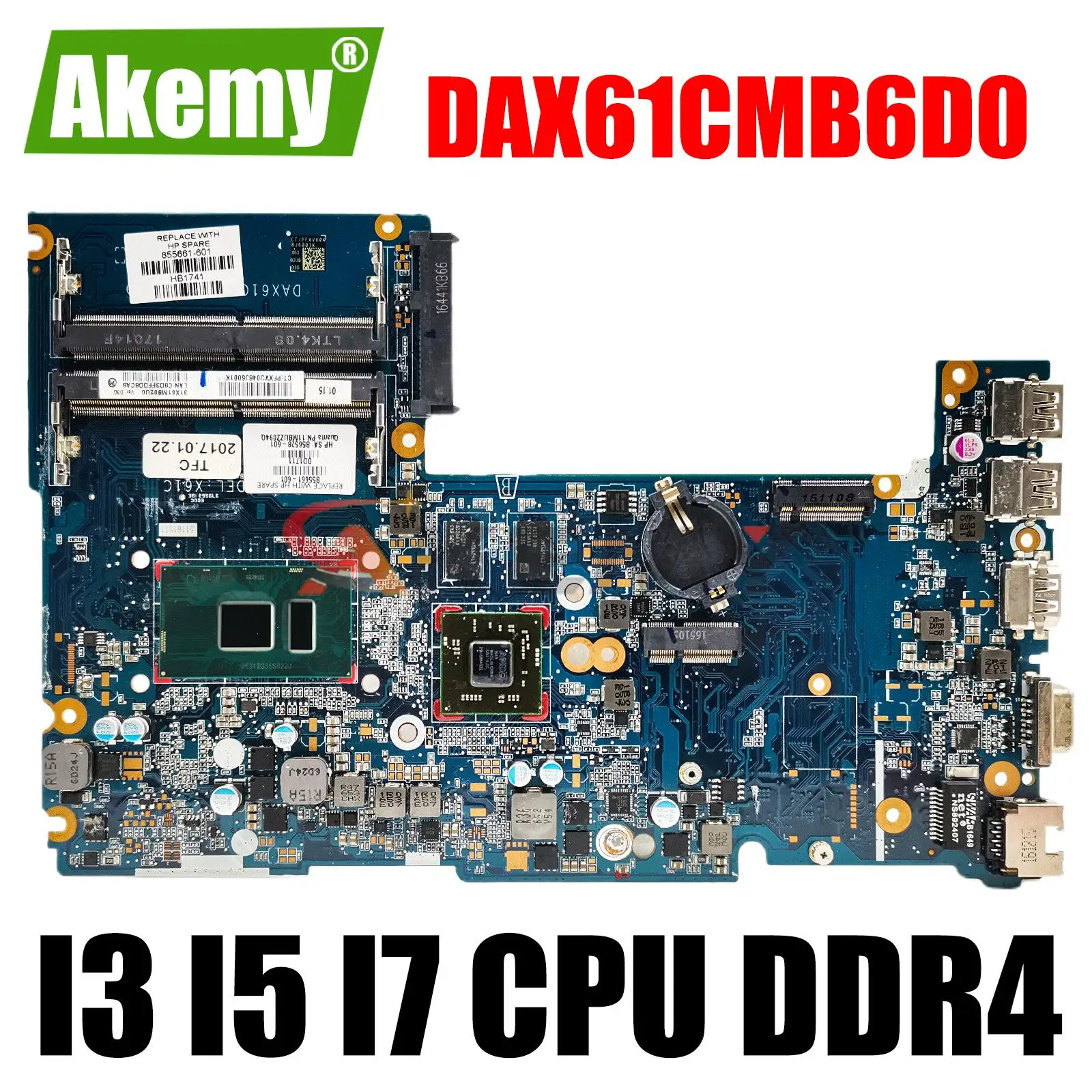 

DAX61CMB6D0 DAX61CMB6C0 For HP ProBook 430 G3 440 G3 Laptop Motherboard With I3 I5 I7 CPU V2G GPU DDR4 100% working