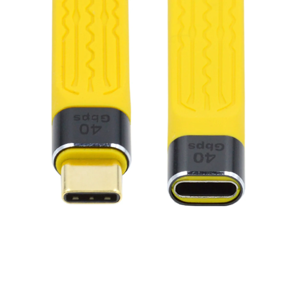 Kabel Ekstensi Jantan Ke Betina Datar USB 40Gbps Kuning dengan Pengisian Daya 100W dan 8K @ 60Hz Kompatibel dengan TB3/4