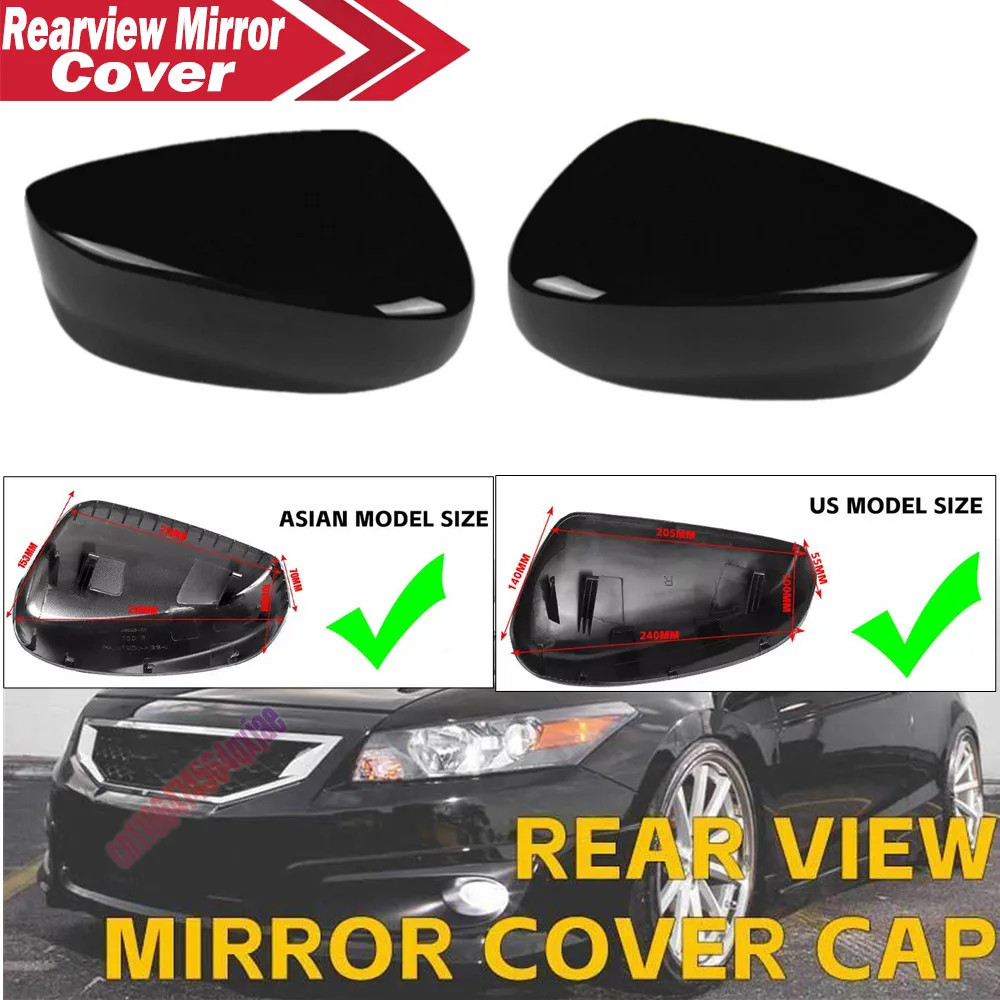 For Honda Accord 2008-2012 1x ABS Car Rearview Side Mirror Cover Wing Cap Exterior Door Housing Trim Replacement