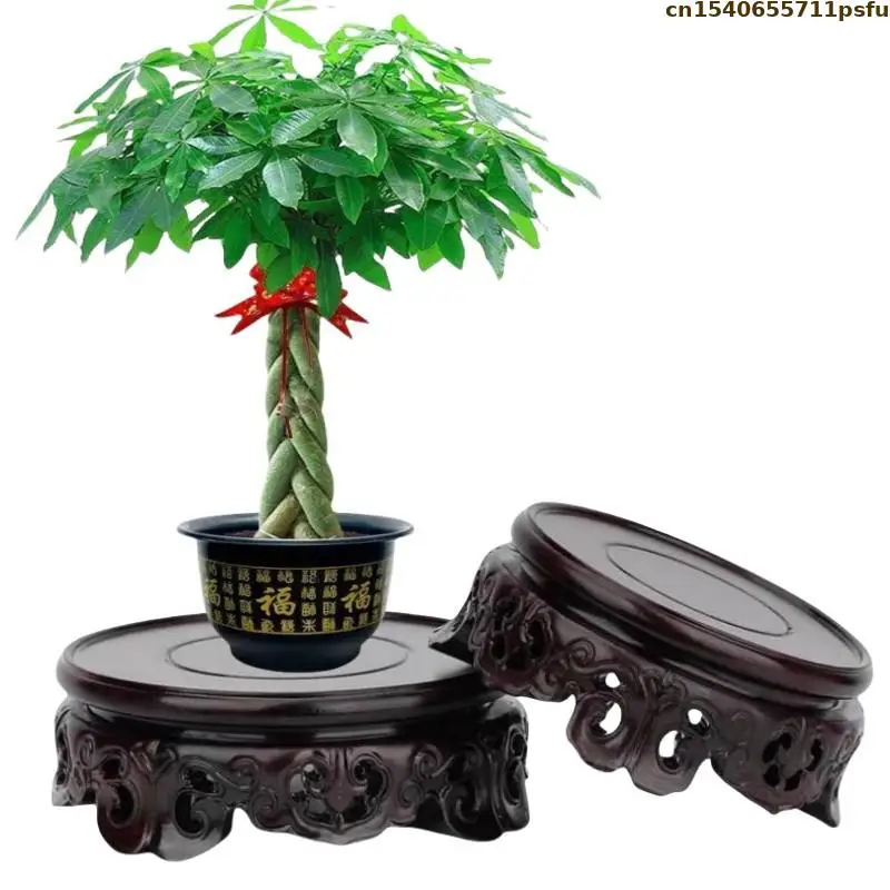 High Quality Ebony Standing Flower Base Bonsai Plant Shelf Vase Flower Pot Wood Sorting Table Rack Tea Set Pedestal Garden Decor