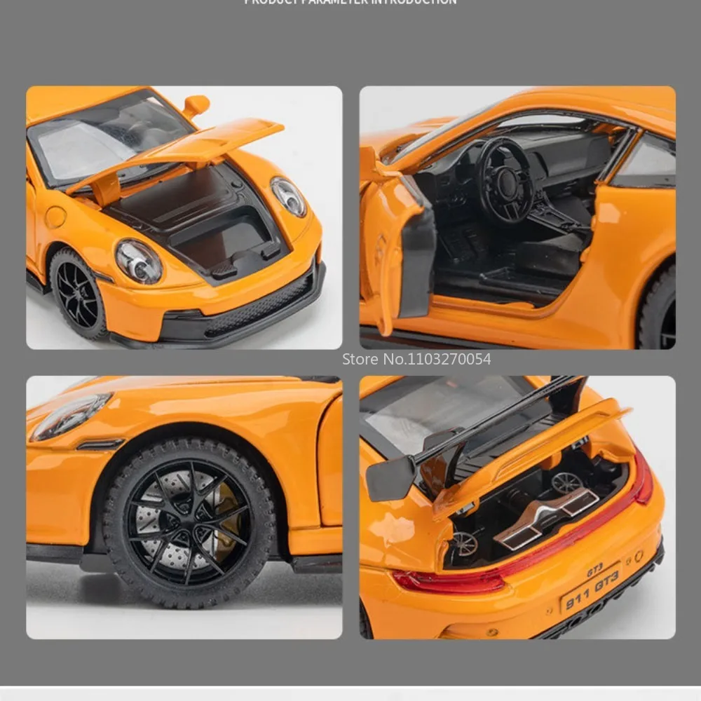 1/32 911 GT3 Simulation Alloy Model Car Toy Diecast Metal with Sound and Light Sports Cars Toys Models Children Gifts Collection image 6