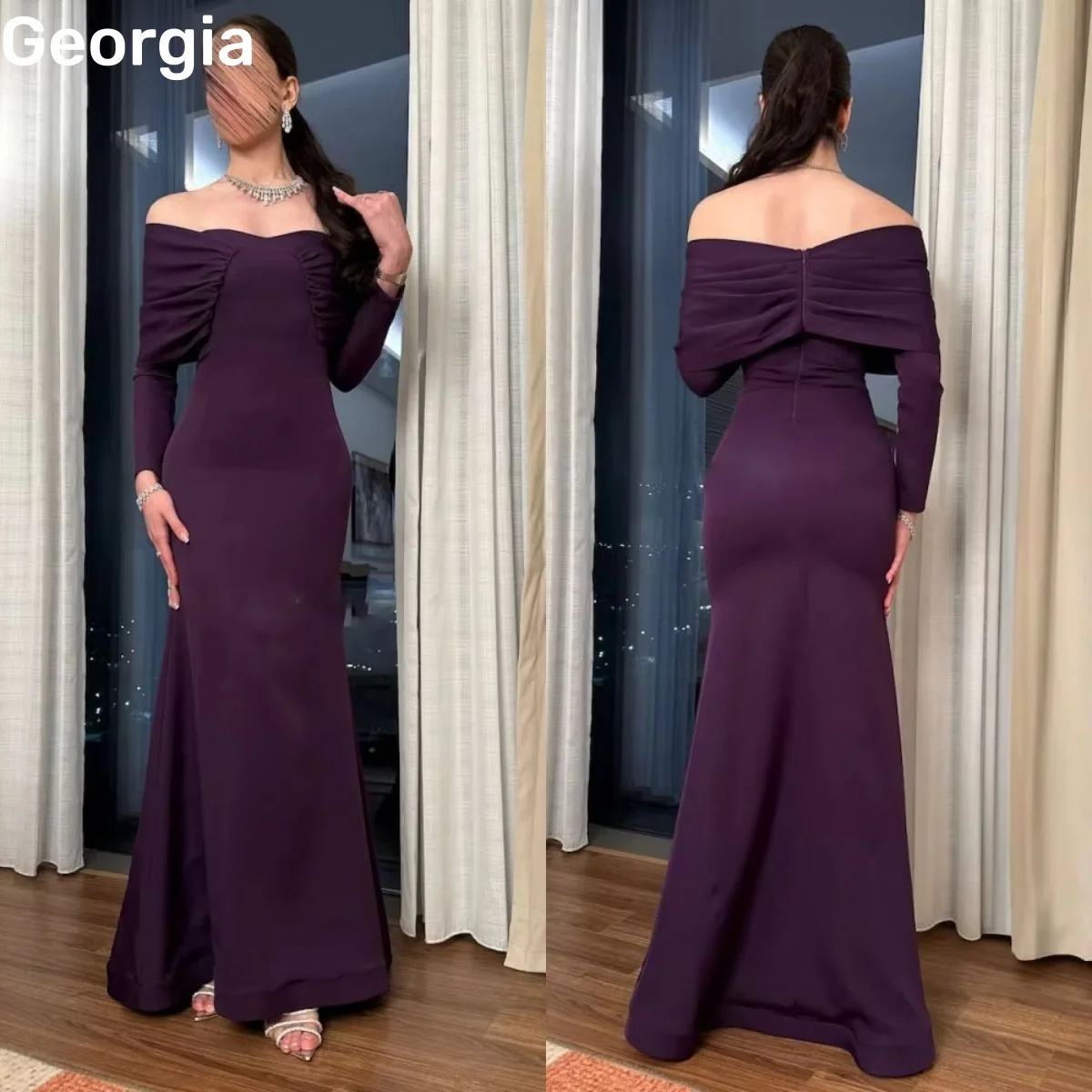 

Дубай Русалка Настроить платья с открытыми плечами для выпускного вечера Вечернее платье длиной до пола с рюшами Вечернее платье на молнии с длинными рукавами