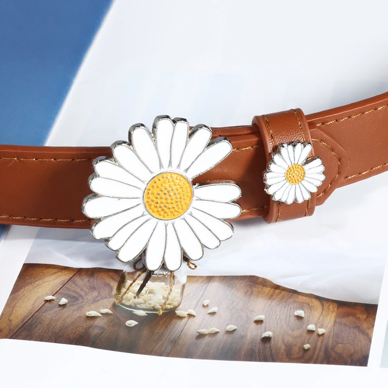 

Designer brand women's lockable color blocking leather thin dress belt casual jeans strap