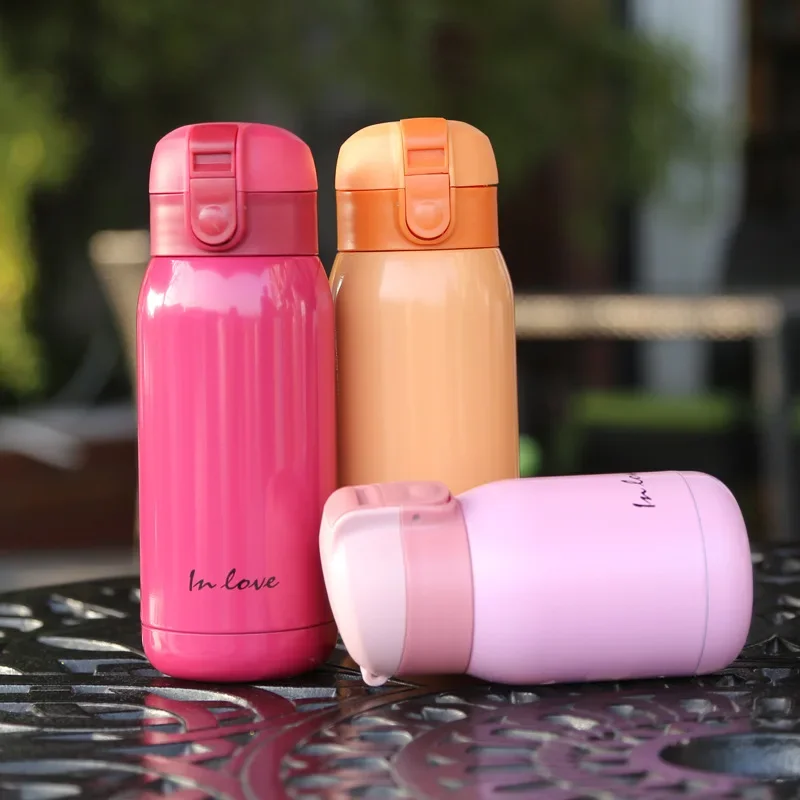 200ml/360ml Cute Candy Mini Thermos Cup Kids Cartoon Hot Water Bottle Stainless Steel Thermal Coffee Mug Vacuum Flask Insulated