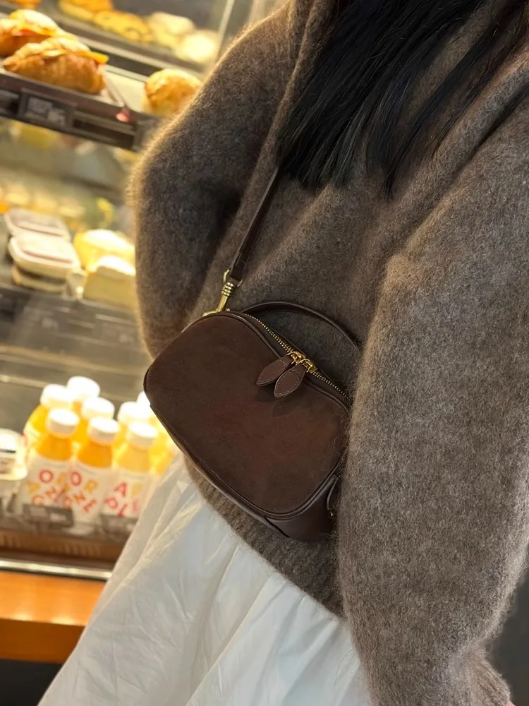 

Fashion Cowhide Nubuck Leather Crossbody Bag For Women High Quality Suede Shoulder Bag Female Daily Commute Handbag Purse