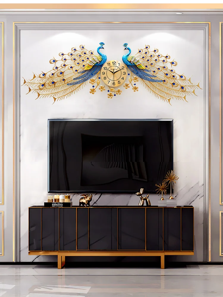

Peacock clock wall clock living room home fashion creative atmosphere