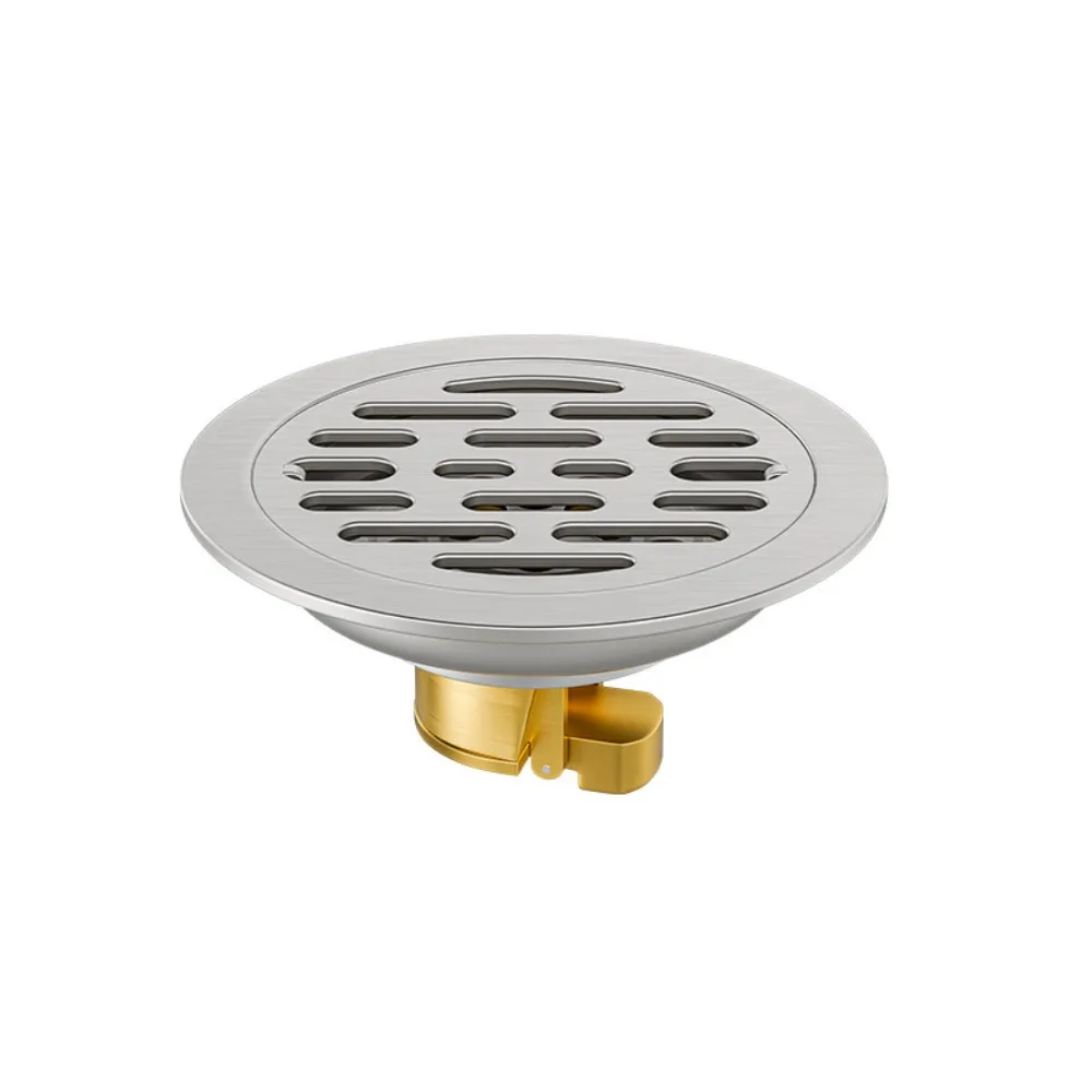 With Grid Grate Cover Shower Floor Drain 304 Stainless Steel Backflow Preventer Sink Strainer Anti-odor Round