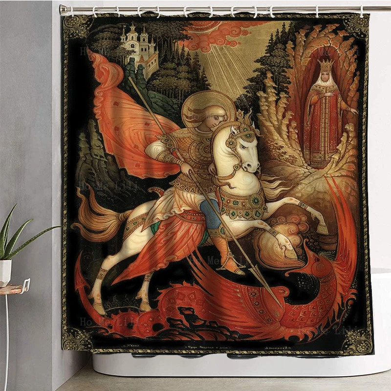 Our Lady Of Perpetual Help Saint George And The Dragon Church Icon Orthodox Christianity Religious Shower Curtain By Ho Me Lili