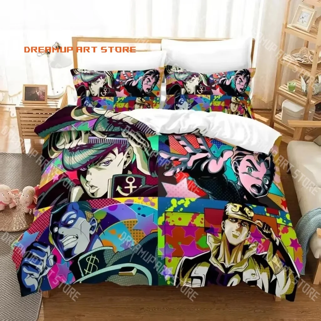 3D Print JoJo Bizarre Adventure Jotaro Bedding Set Single Twin Full Queen King Size Bed Set Adult Kid Bedroom Duvetcover Set