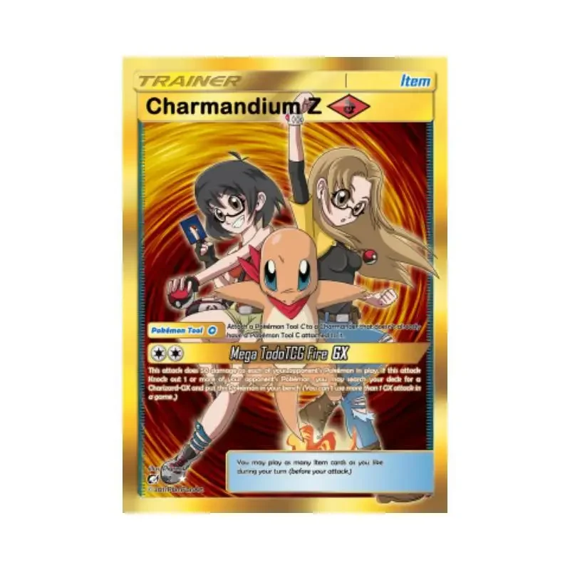 Pokemon PTCG English Version Classic Single Flat Cards Self Made Trainer Lillie Charmander Game Anime Collection Cards Gift Toys