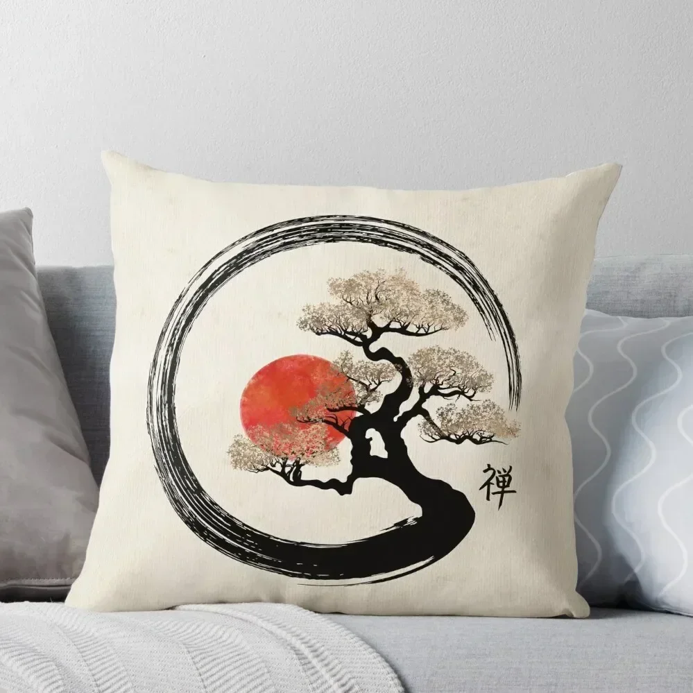

Enso Circle and Bonsai Tree on Canvas Throw Pillow Cusions Cover christmas ornaments 2025 Custom Cushion pillow