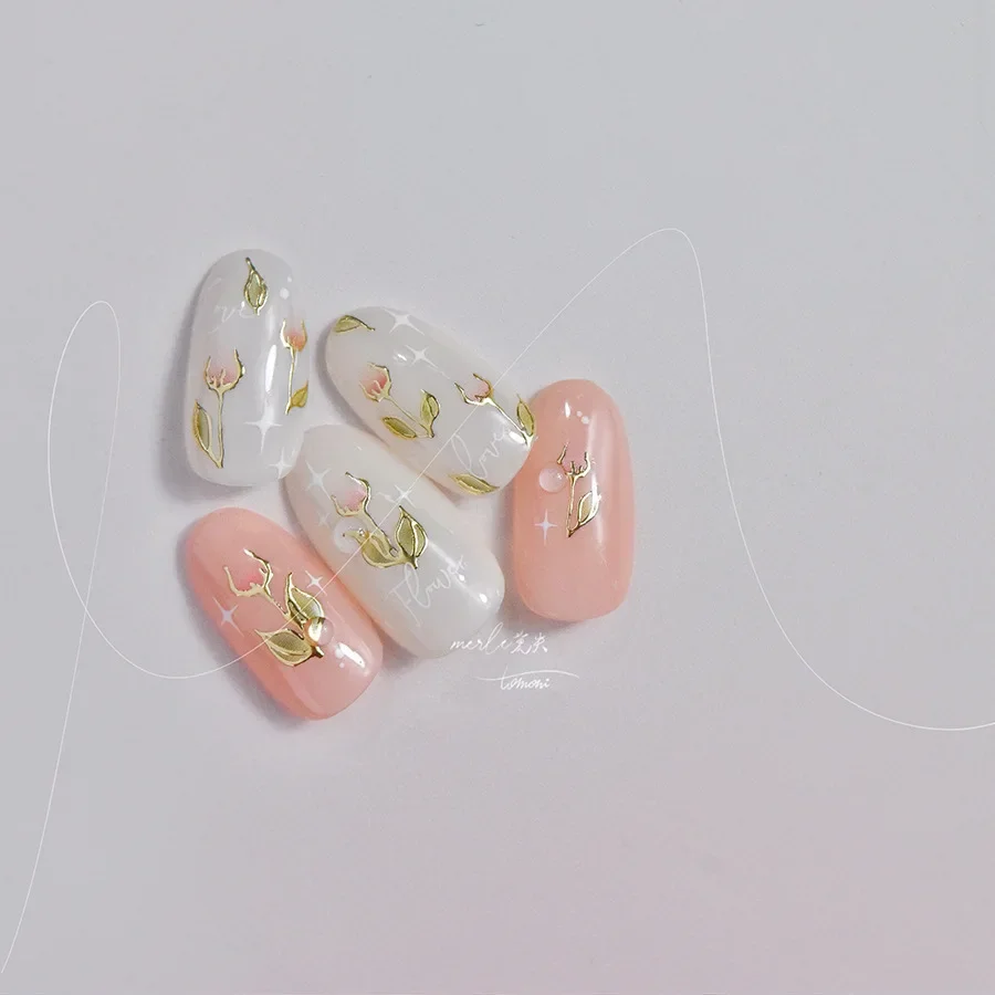 1 قطعة 5D Kawaii زهرة مسمار الفن ملصقات الكرتون اليابانية البرنز زهرة لاصق مسمار الديكور الساخن ختم الشارات اكسسوارات #6