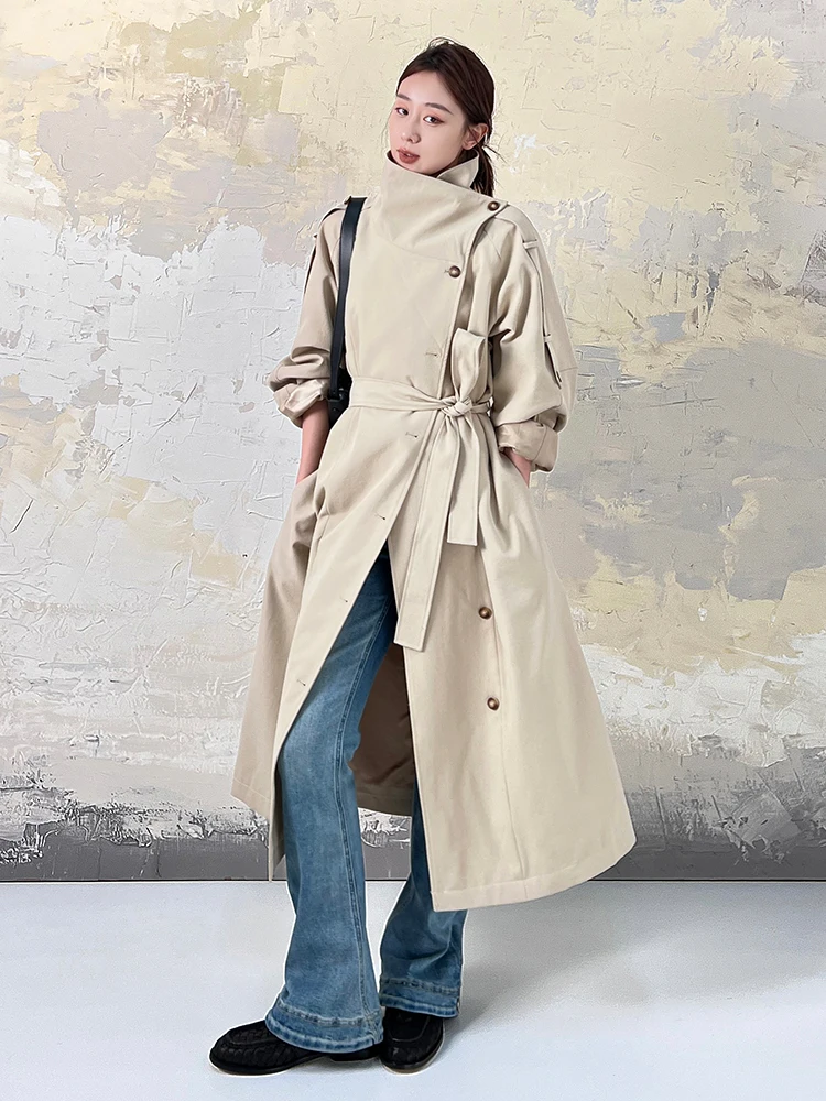 

Весенняя новинка: Корейская модная ветровка с вырезами и воротником-стойкой, длинный рукав, стандартная длина, полиэстер