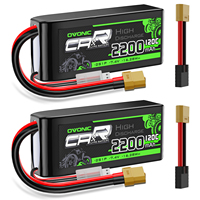 Ovonic 2S Lipo Battery 2200mAh 120C 7.4V RC CAR Lipo Battery With XT60 to TRA for 1/16 Slash E-Revo RC Car RC Truck（2Packs）