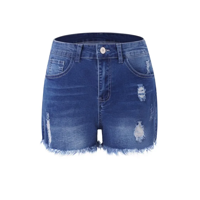 

2025 New Women's Summer Fashion Denim Shorts High waisted Ripped Frayed Hem Casual Style