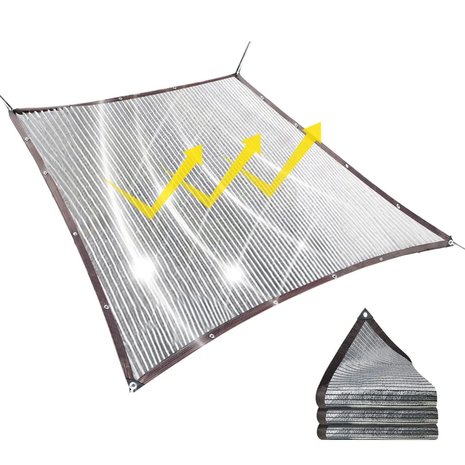 Garden Shade Canopy Shade Tarp Aluminum Foil Reflective Silver UV Protection Tarp Waterproof Rain Cover Uv Block Tarp Large Tarp