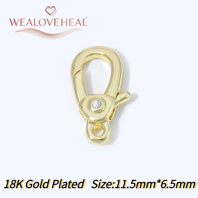 armband verschluss, 18K vergoldete Messing-Karabinerverschlüsse mit eingelegtem Zirkon, 11,5 mm Federhakenverschluss für DIY-Halsketten- und Armbandzubehör, Großhandel – Detail 21