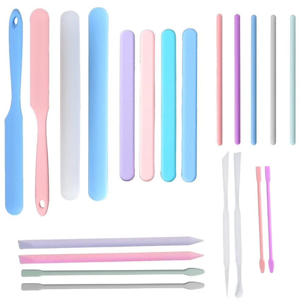 Reusable Silicone Stirring Sticks Set - Non-Stick Bubble Remover Tools, Scraper for Epoxy Resin DIY, Christmas Craft Supplies