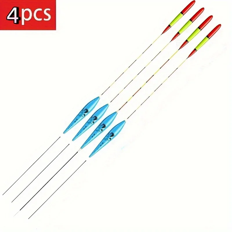 4 flotadores de pesca con tubo de almacenamiento, flotadores de deriva azul brillante y rojo, flotadores de deriva Nano para pesca en agua dulce/salada