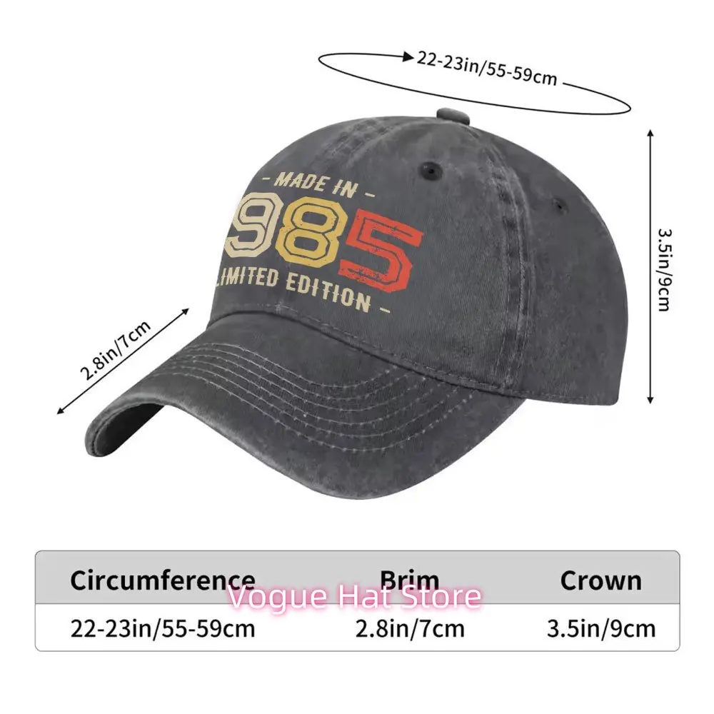 Exquisite Made In 1985 Limited Edition Washed Baseball Cap with Adjustable Buckle Design, Lightweight and Breathable, Unisex for