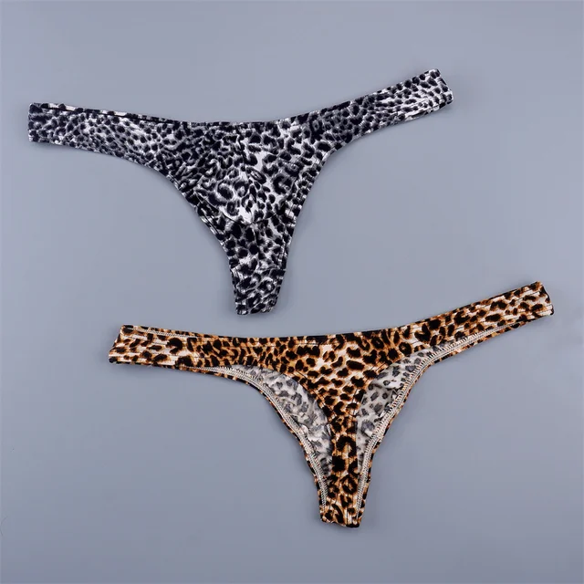 Fashionable Mens Leopard Printed Bulge Thong Pouch Underwear Male Plus Size M-3XL T-back Sexy Low Waist Comfortable Panties Fashionable Mens Leopard Printed Bulge Thong Pouch Underwear Male Plus Size M-3XL T-back Sexy Low Waist Comfortable Panties