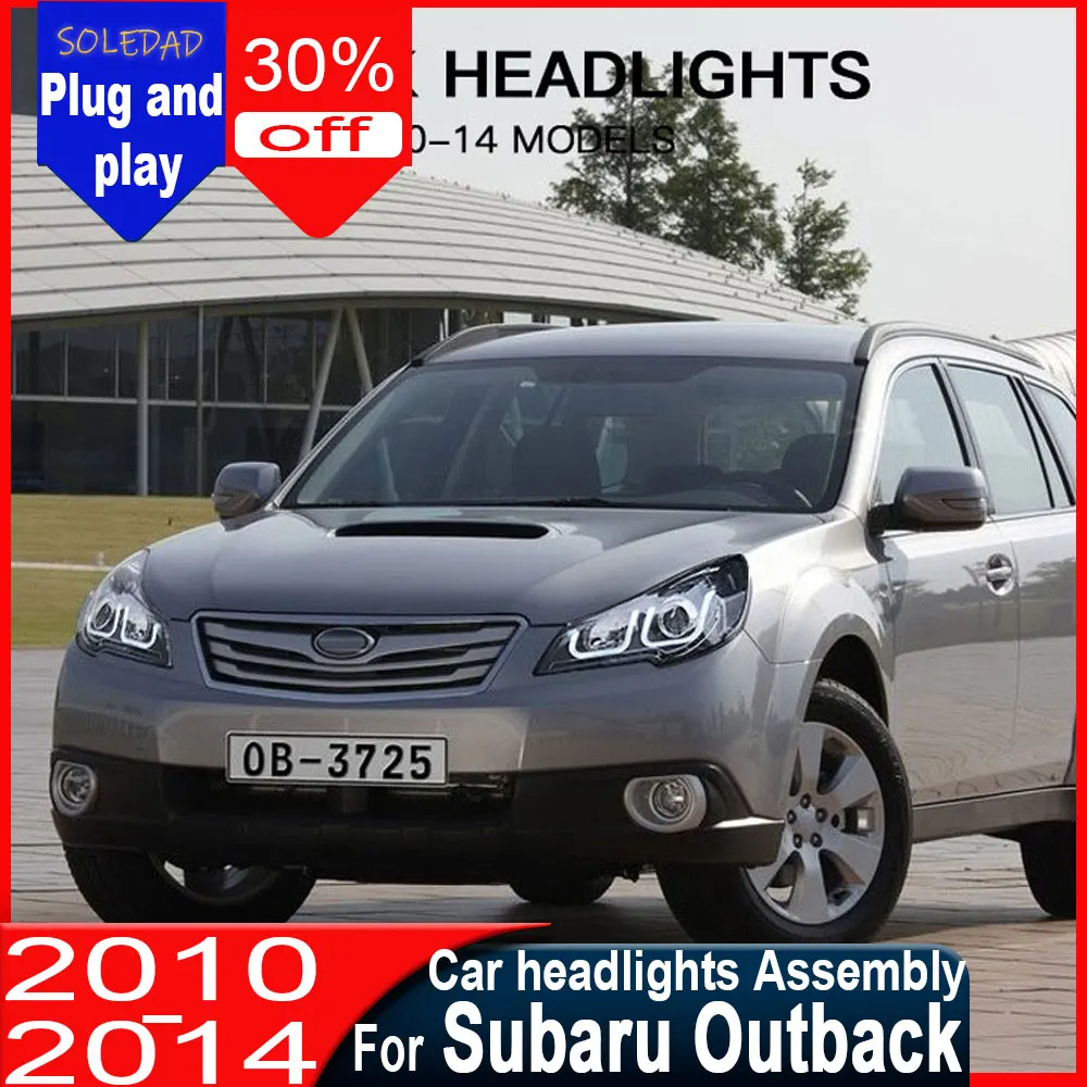 A pair Car Headlights For Subaru Outback 2010-2016 Headlights Day Running Light LED Bi Xenon Bulb Accessory  Head Lamp Assembly
