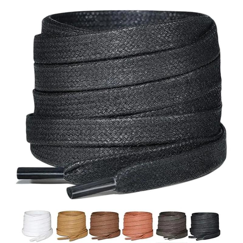 Flat Waxed Cotton Shoelaces Leather Waterproof Casual Shoe Laces Unisex Boots Shoelace Length 60/80/100/120/140/160/180CM Laces