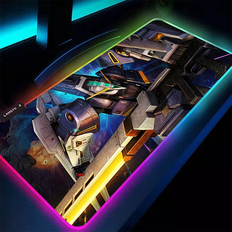 

RGB LED Mouse Pad Rubber Mousepad Computer Gaming Accessories Keyboard Pad Mechanical Warrior Gundam Decoracion Desk Mouse Mat