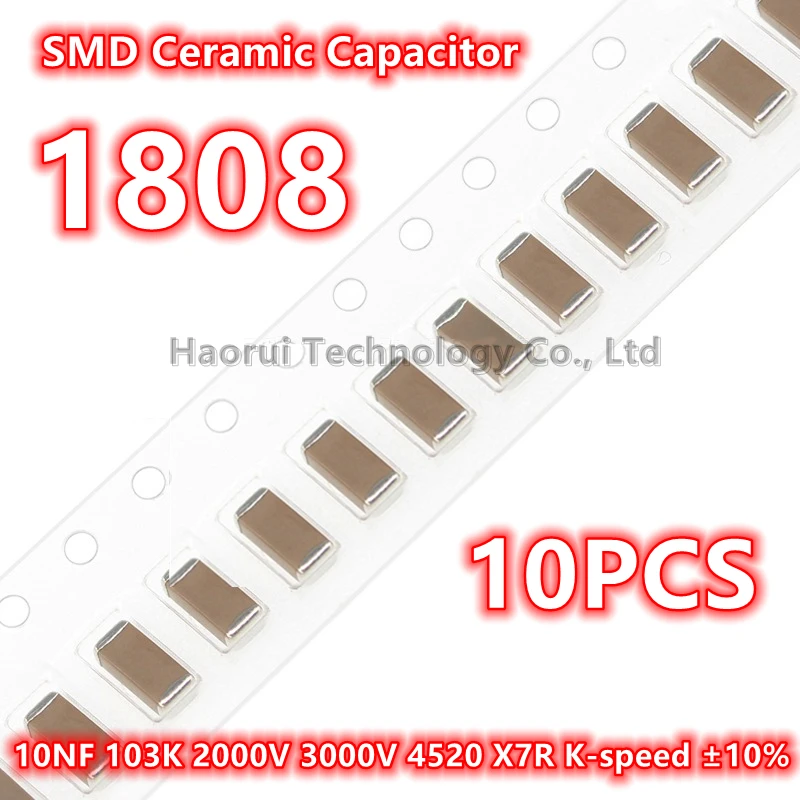 10ชิ้น1808 10NF ของแท้103K 2000V 3000V 4520 K-Speed ตัวเก็บประจุเซรามิก SMD 10% ± วงจรรวม10ชิ้น