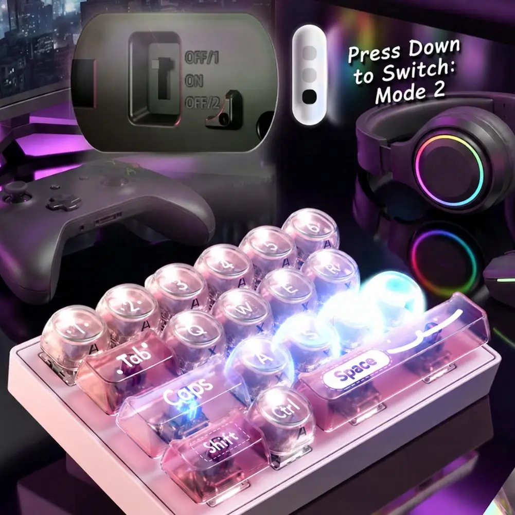 Luminous Sound Effect Mechanical Decompression Keyboard Toy LED Light Up Anti Stress Fidget Button Toy for Adults