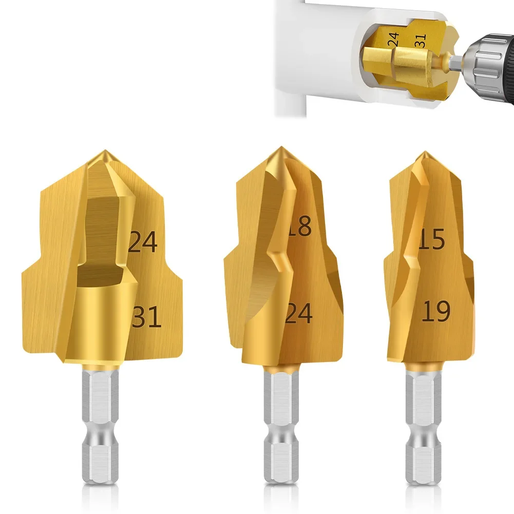 

1 шт. PPR подъемное ступенчатое сверло с шестигранным хвостовиком, инструмент для подключения водопроводных труб 20/25/32 мм, полный открытый процесс