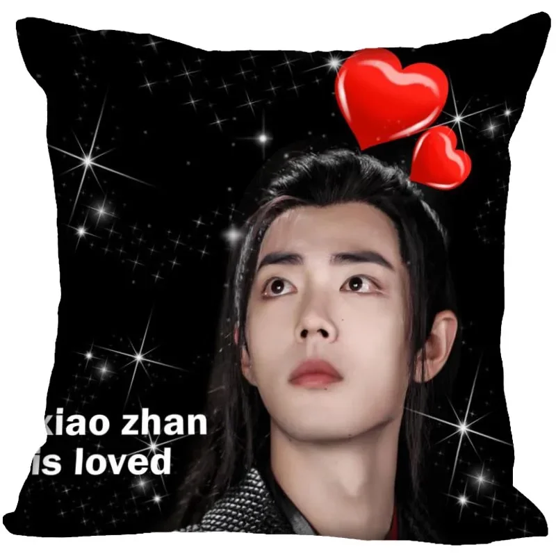 Xiao Zhan Pillow Cover Bedroom Home Office Decorative Pillowcase Square Zipper Pillow Cases 45X45CM Satin Soft No Fade 0929p