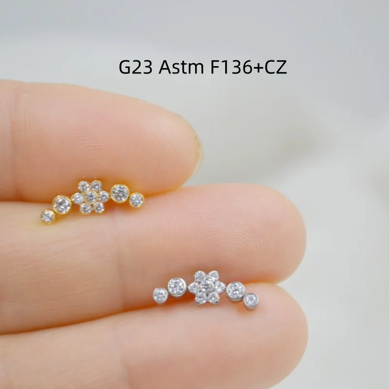 10pcs  16G All G23 Titanium ASTM F136 Butterfly CZ Lip Labret Bar Ear Helix Tragus Rook Bar Body Piercing Jewelry New Shine