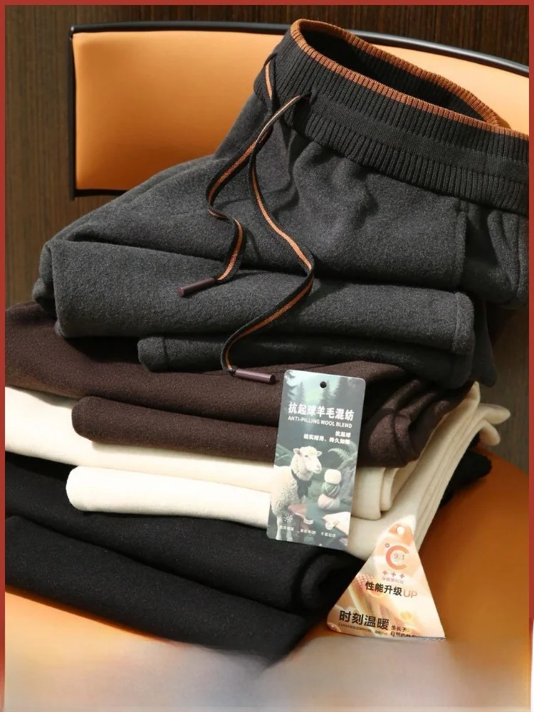 

Итальянские роскошные мужские шерстяные повседневные брюки с высокой талией, прямые брюки, удобные мягкие повседневные брюки из смеси полиэстера