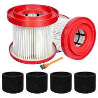 2Pack 49-90-1900 HEPA Filter For Milwaukee Cordless M18 Vacuum 0780-20 0880-20,With 4 Foam Sleeve Filters&1 Brush