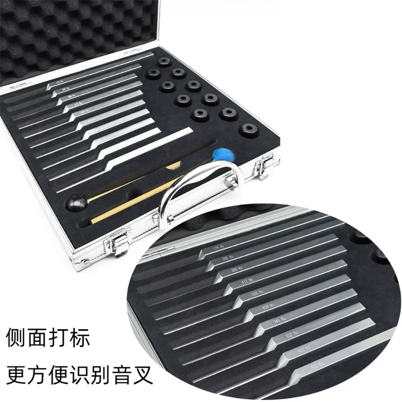 10 Sätze Stimmgabeln aus Aluminiumlegierung 174 Hz 528 Hz Stimmgabel 963 Hz 432 Hz Stimmgabel passender Basis