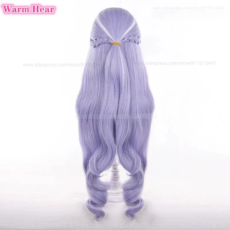 อา 124LQGame วิเวียนสังเคราะห์ยาว 80 ซม.สีม่วงหยิกคอสเพลย์อะนิเมะวิกผมและหูผมทนความร้อนปาร์ตี้ฮาโลวีนวิกผม + W